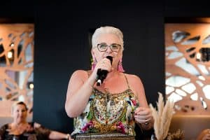 Townsville local Amanda Carr gives speech at a function