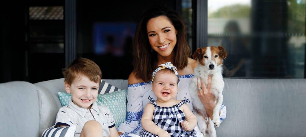 Giaan Rooney and her two kids as she shares her postpartum journey