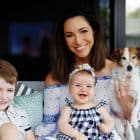 Giaan Rooney and her two kids as she shares her postpartum journey