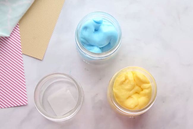 Put slime into bunny jars for for Easter Themed STEAM Activities 