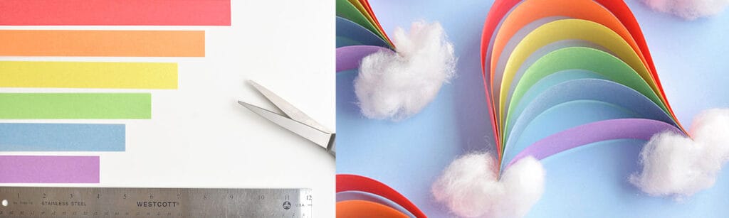 paper rainbow craft materials and finished craft