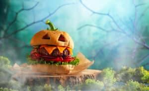 Spooky Jack-o’-lantern Burger